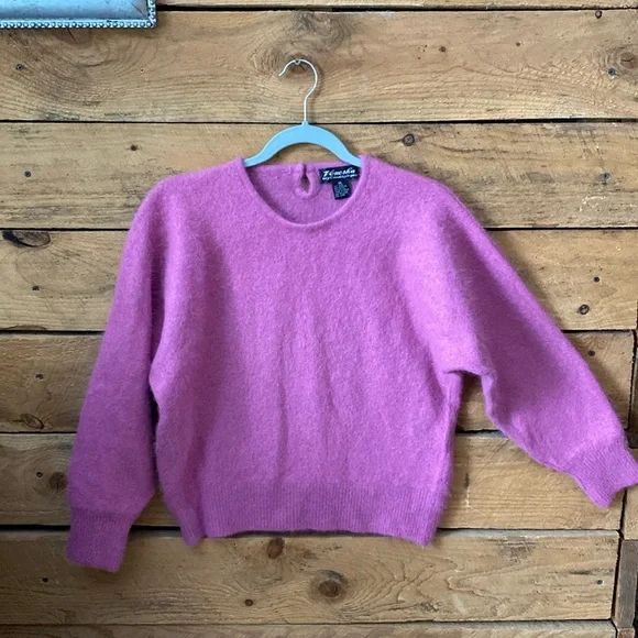 Vintage angora blend sweater medium pink - Picture 1 of 8